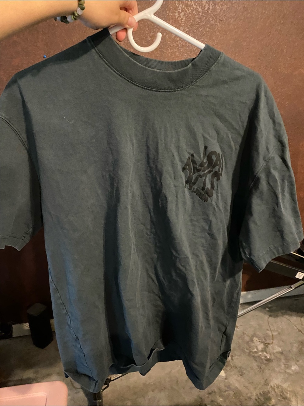 All Saints Dark Teal Graphic Short Sleeve Crewneck Tee
